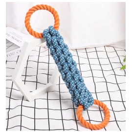 Pet dog toy Double-ring chewable cotton knot toy Tooth cleaning Durable braided bone rope Pet teething toy Pet supplies